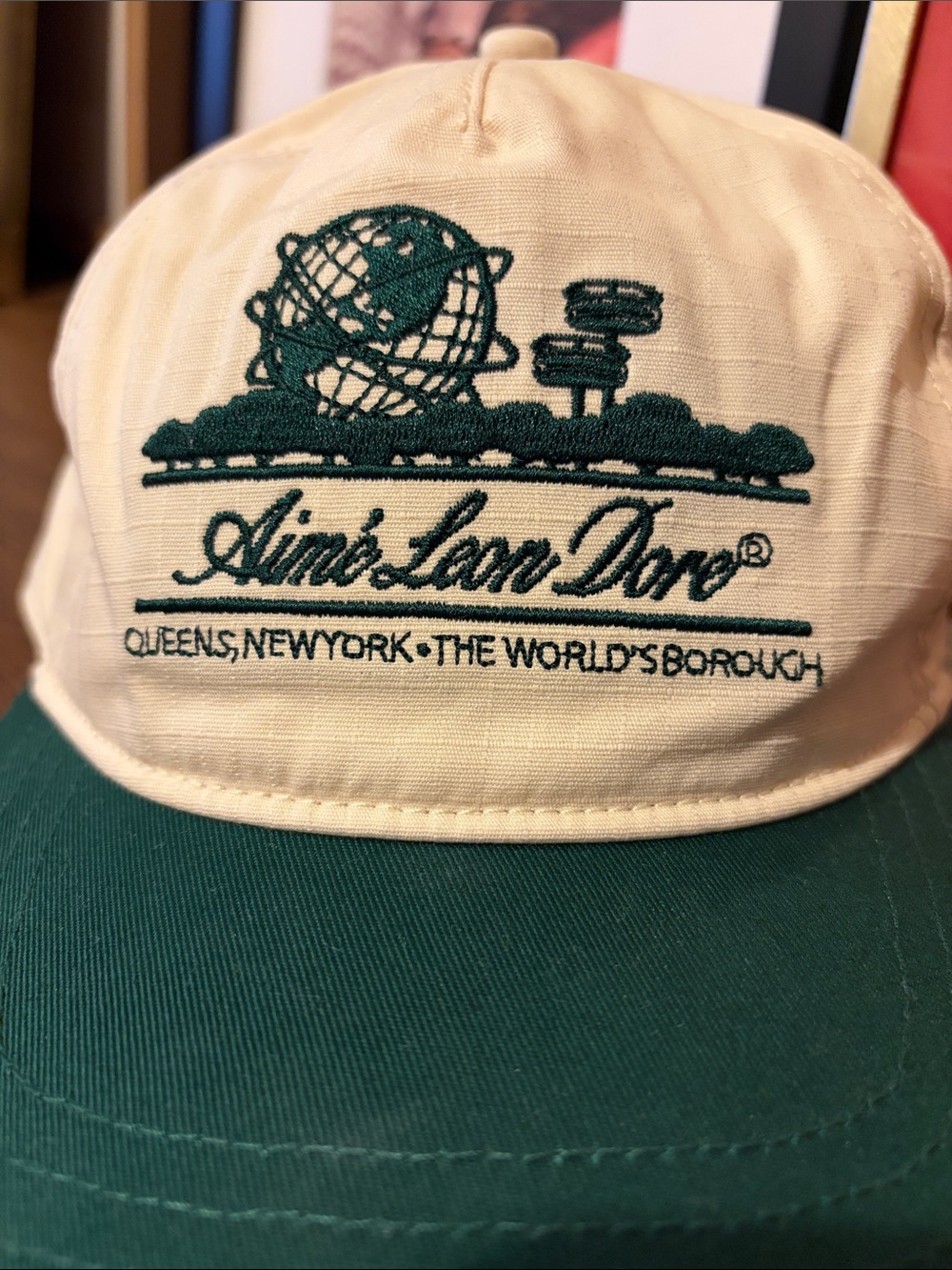 AIMÉ LEON DORE NEW Green Cream Unisphere Hat Embroidered Baseball Cap Aime - Picture 2 of 6